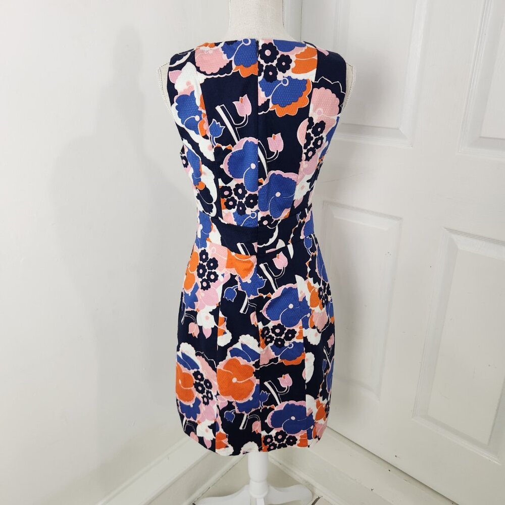 Boden Dress Womens 6 Blue Orange Floral Knee Modest Church Office Career - Picture 5 of 16